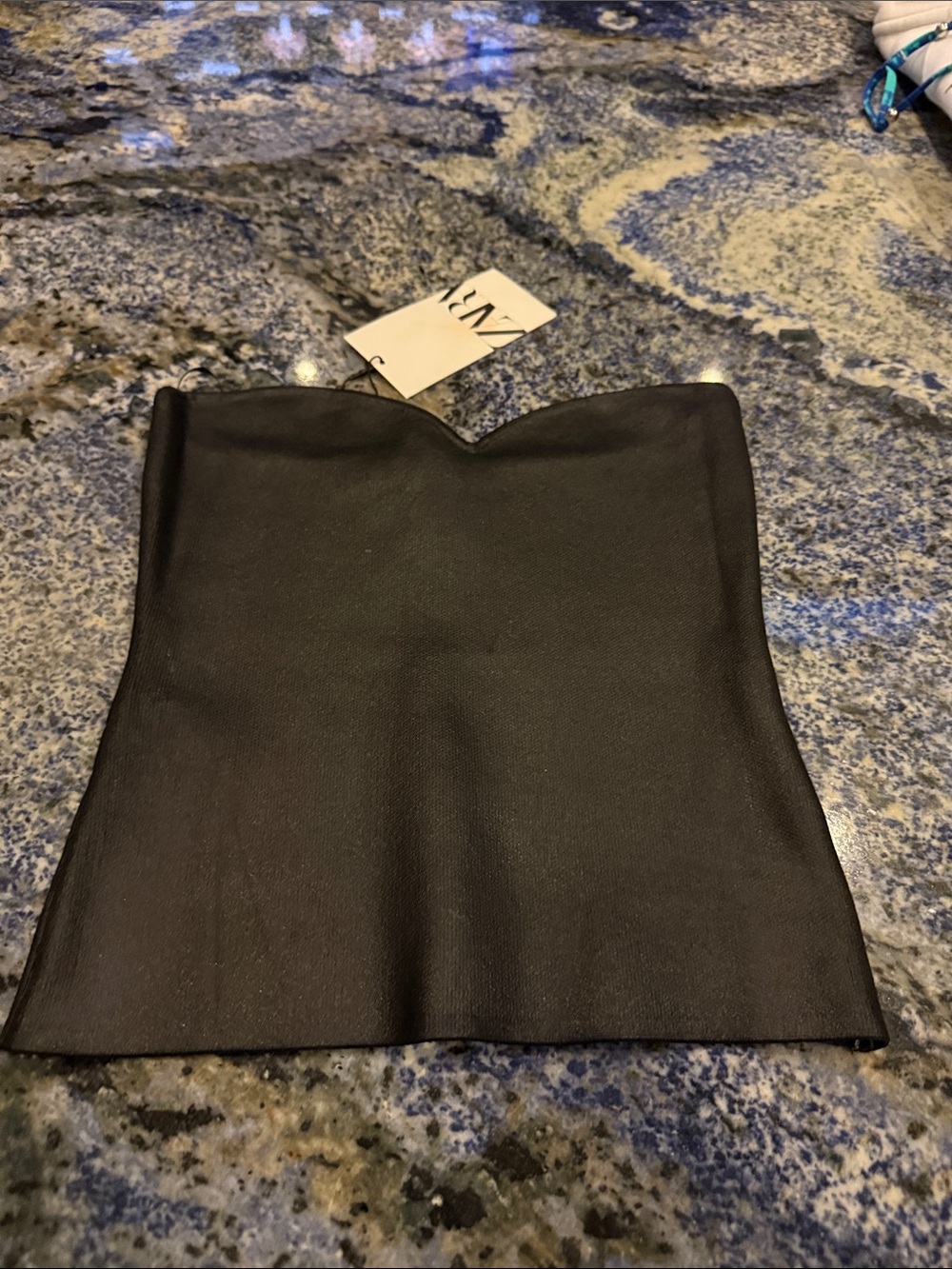 Zara Black Strapless Bustier. Zipper on the side.